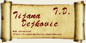 Tijana Dejković vizit kartica